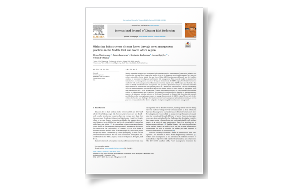 Mitigating infrastructure disaster losses through asset management practices in the Middle East and North Africa region