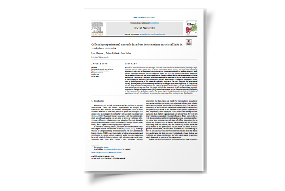 Collecting experimental network data from interventions on critical links in workplace networks
