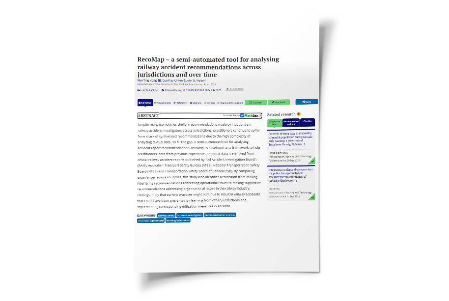 RecoMap – a semi-automated tool for analysing railway accident recommendations across jurisdictions and over time