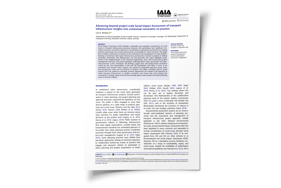 Advancing beyond project-scale Social Impact Assessment of transport infrastructure: insights into contextual constraints on practice