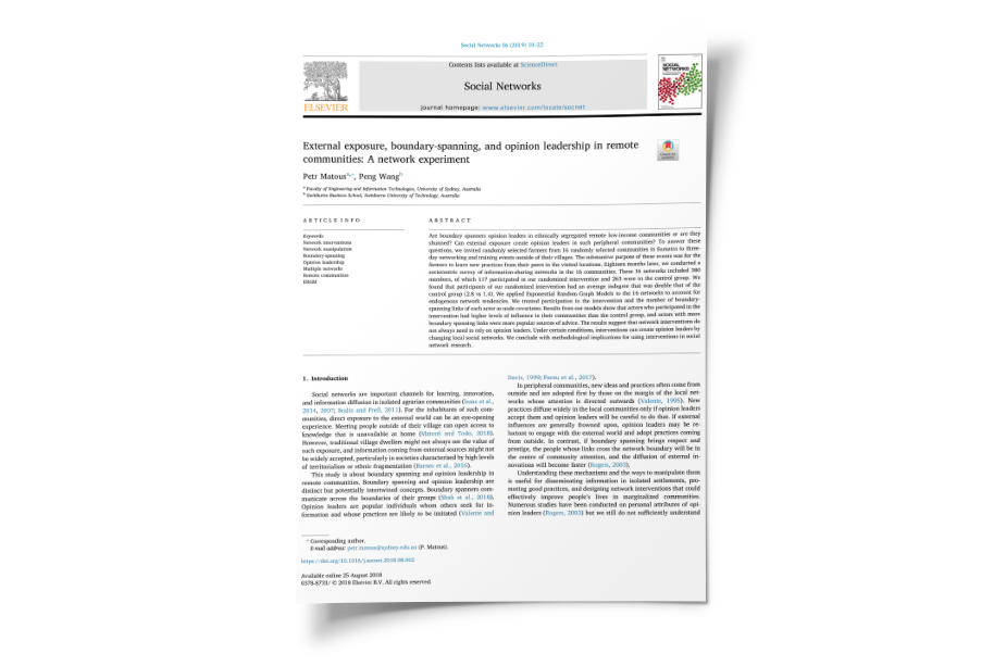 External exposure, boundary-spanning, and opinion leadership in remote communities: A network experiment