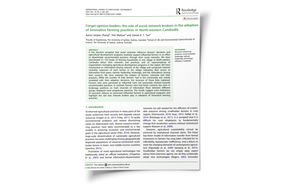 Forget opinion leaders: the role of social network brokers in the adoption of innovative farming practices in North-western Cambodia