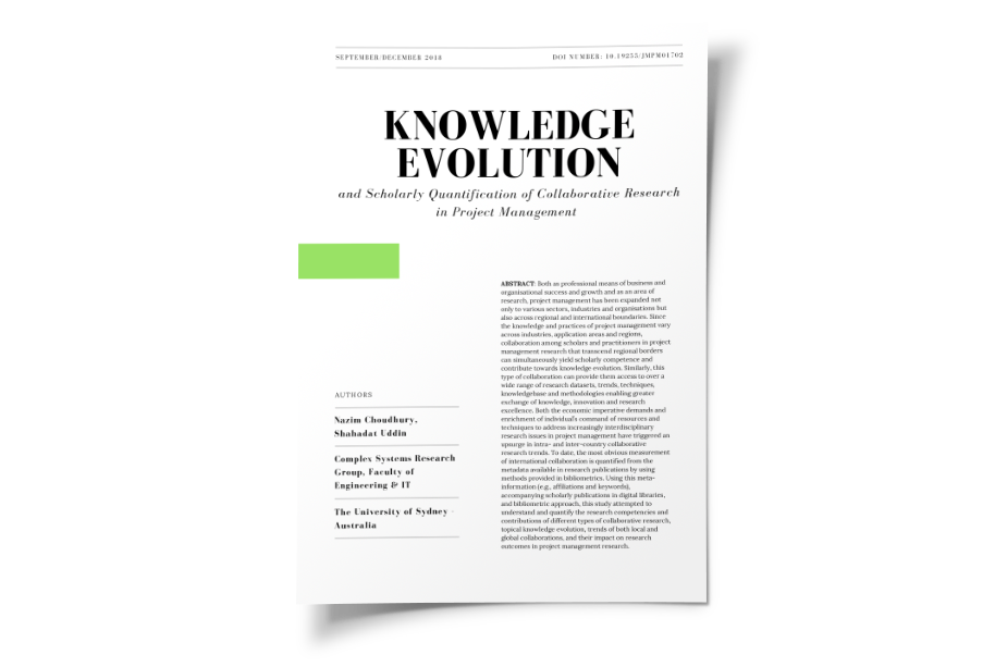 Knowledge Evolution and Scholarly Quantification of Collaborative Research in Project Management