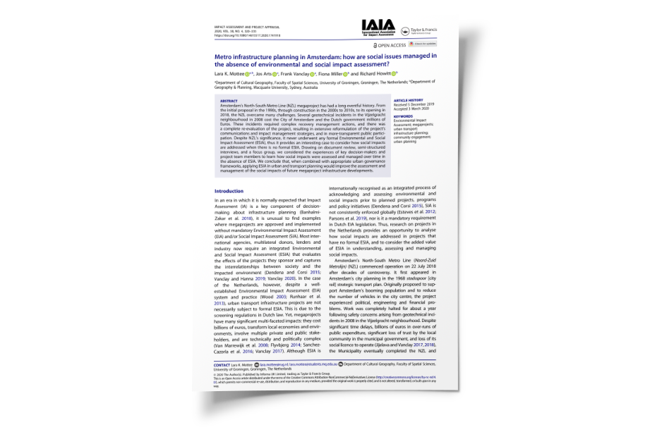 Metro infrastructure planning in Amsterdam: how are social issues managed in the absence of environmental and social impact assessment?