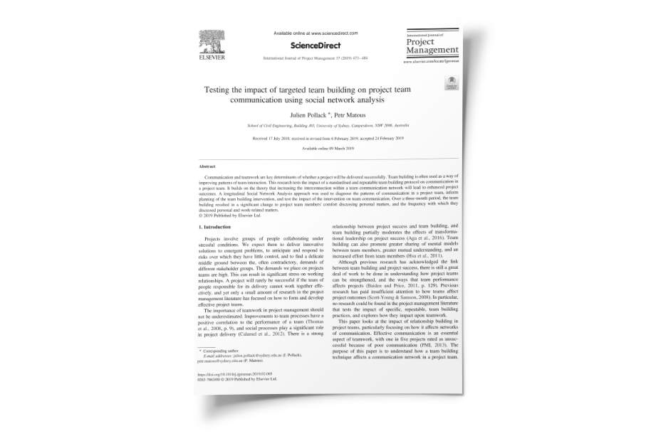 Testing the impact of targeted team building on project team communication using social network analysis