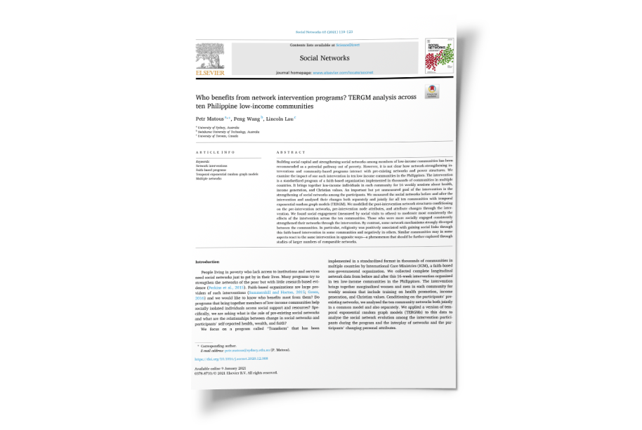 Who benefits from network intervention programs? TERGM analysis across ten Philippine low-income communities