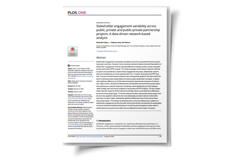 Stakeholder engagement variability across public, private and public-private partnership projects: A data-driven network-based analysis