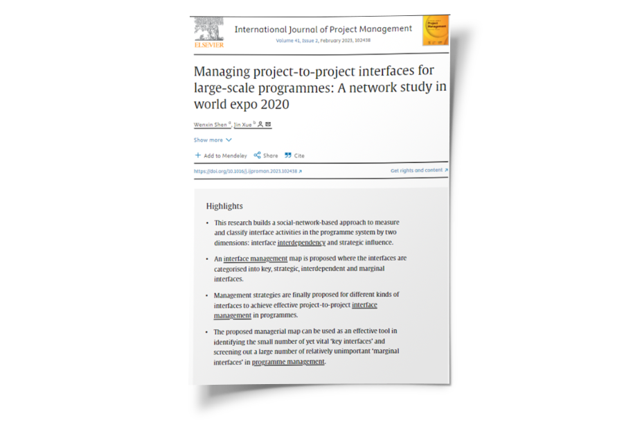 Managing project-to-project interfaces for large-scale programmes: A network study in world expo 2020